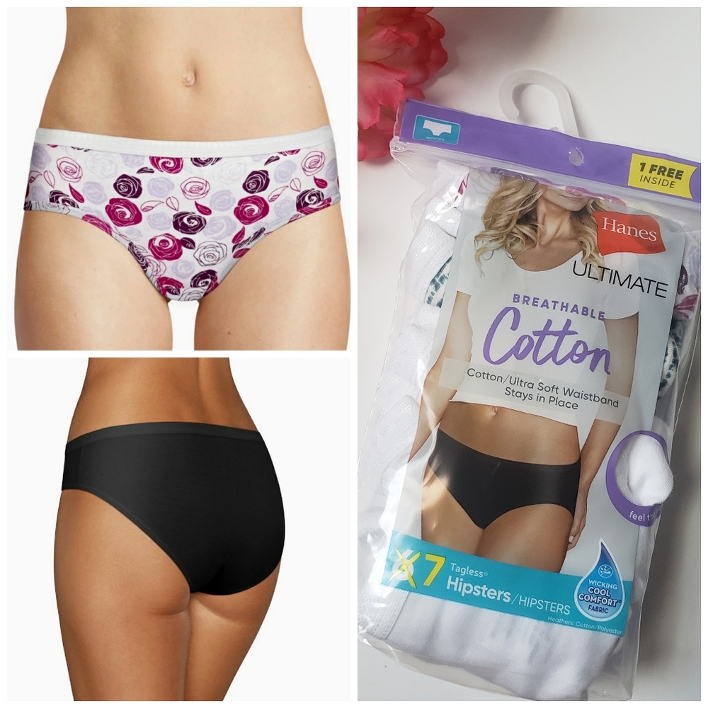 Hanes Ultimate Cotton Hipster Panties 6pk Underwear Brief Panties